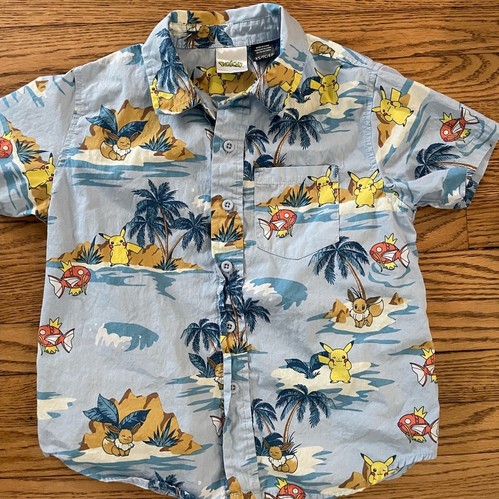 Pokemon Hawaiian Button Down Shirt with Tropical Print